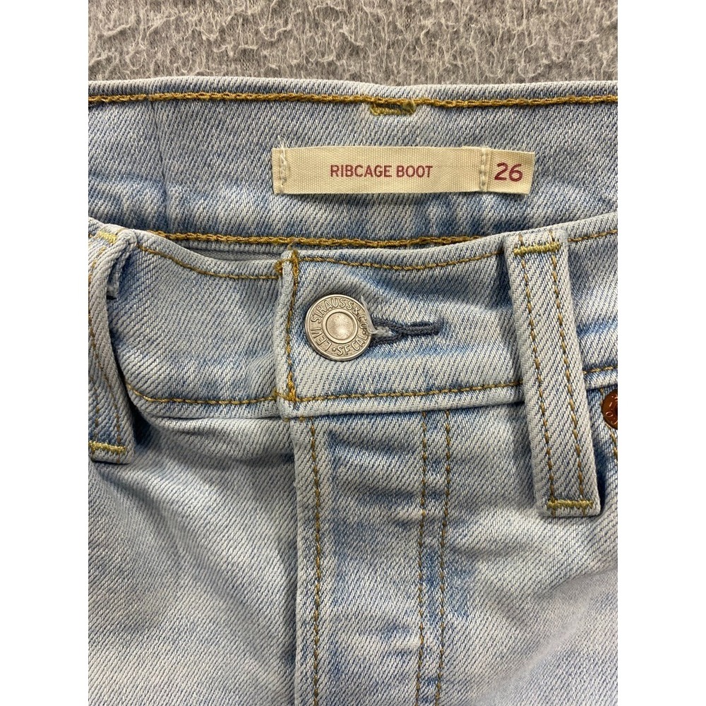 Levis Ribcage Boot Jeans Womens 26 (24x32) Mid Rise Stretch‎ Button Fly Denim - Picture 6 of 11